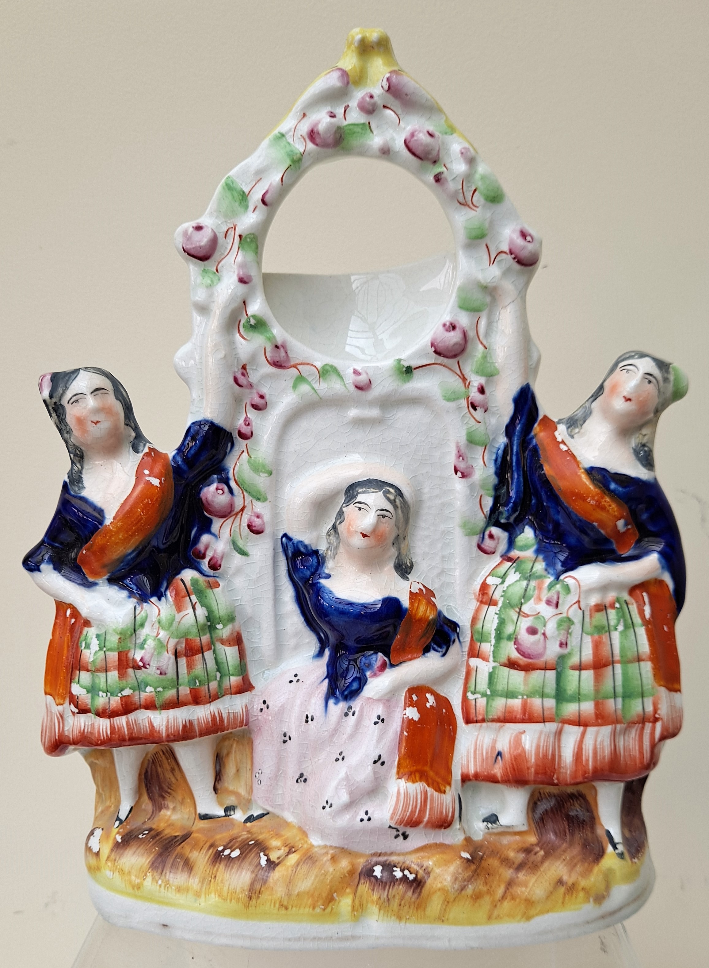 Antique English Victorian Staffordshire Watch-Holder ~ “The Three Graces” ~ H 1795 Antique Ceramics 3